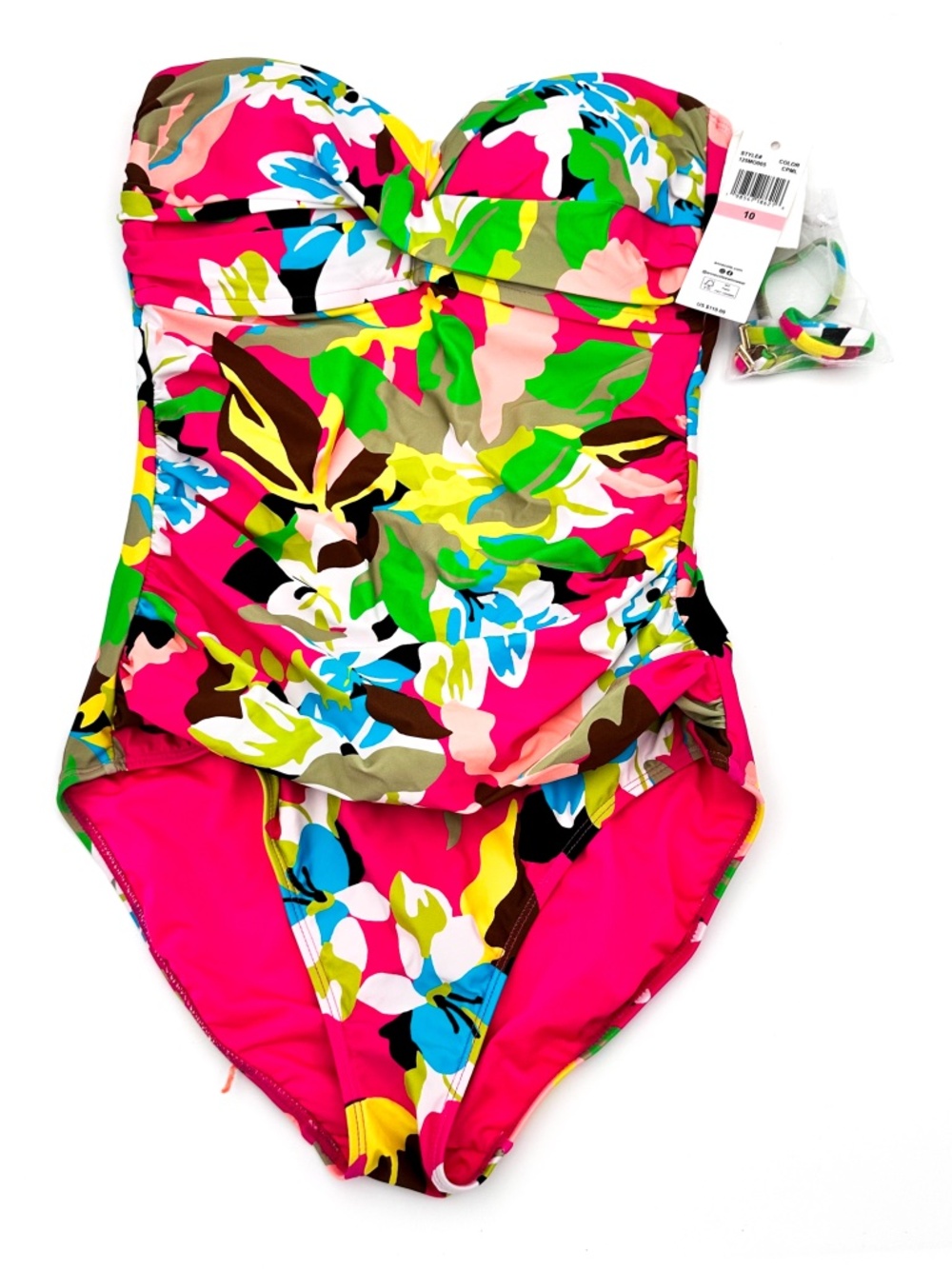 NEW Anne Cole Swimwear Twist-Front Ruched One-Piece Swimsuit Women's 10 Bright